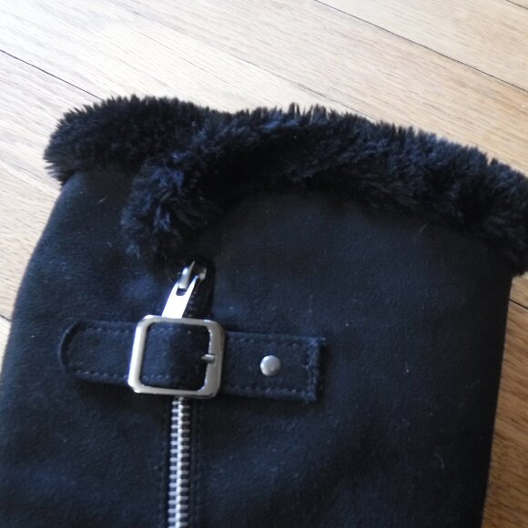 Hotcakes Girls Size 3.5 Black Boots Zipper Buckles Fur Warm - Picture 3 of 10